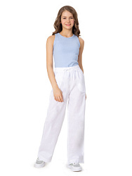 Брюки льняные, цвет: белый, артикул: NJGCP07-00