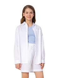 Рубашка льняная, цвет: белый, артикул: NJGCR02-00